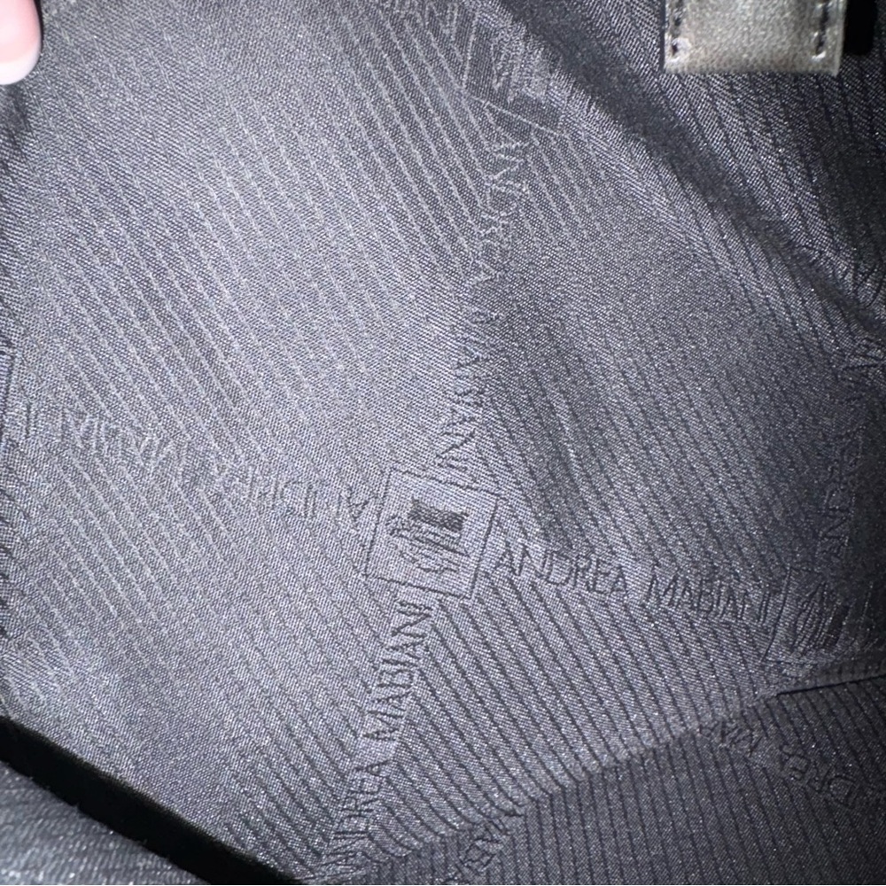 Andrea Mabiani Shoulder Tote Dark Green Made In Italy Leather Straps And Tassle - Picture 15 of 16